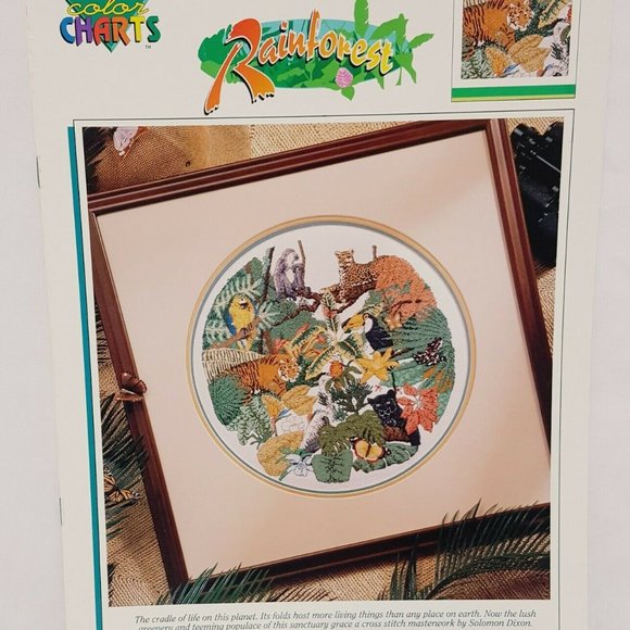 Rainforest Tiger Panther Parrot Cross Stitch Leaf - Picture 2 of 8